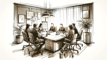 Ilustração de reunião de conselho