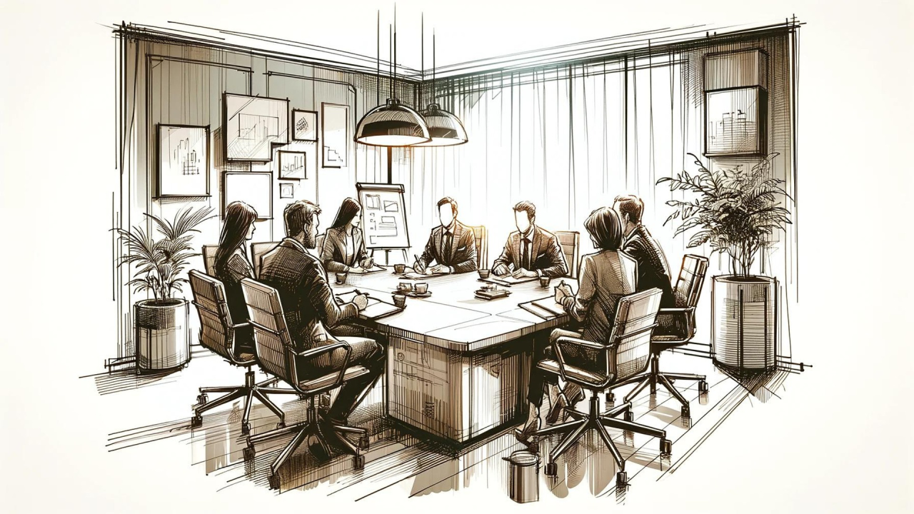 Ilustração de reunião de conselho